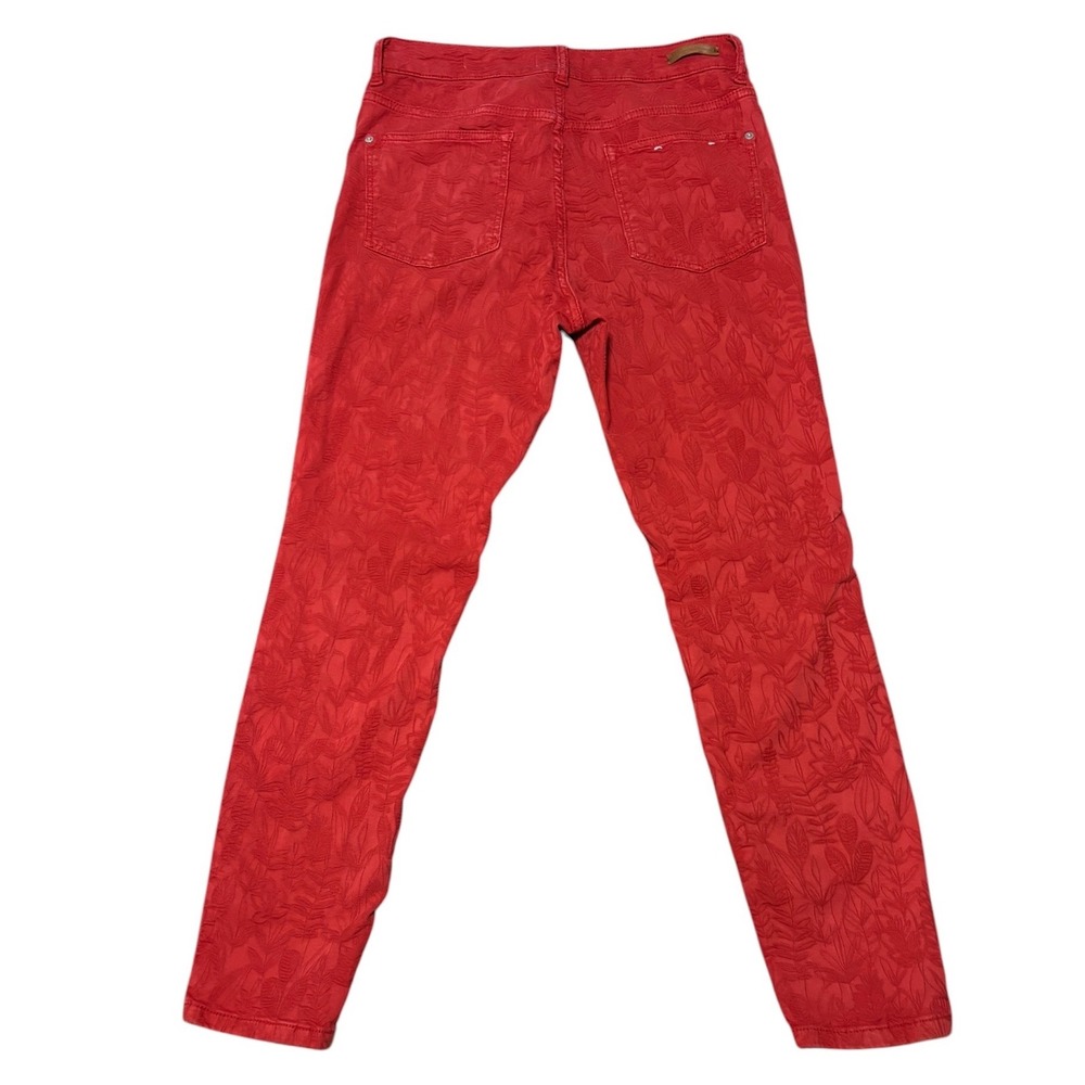 Pilcro and the Letterpress Anthropologie Red Floral Jacquard Skinny Boho Jean 30 - Picture 3 of 13